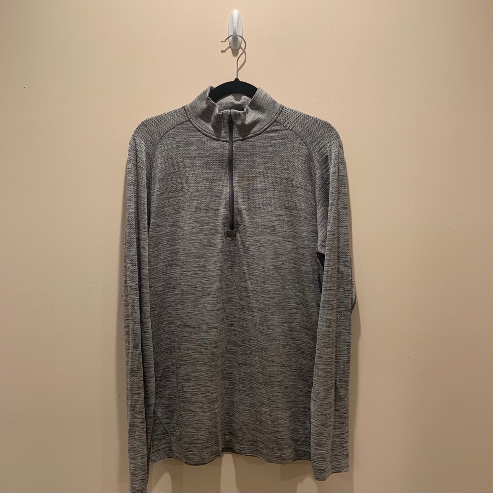 lululemon men’s ls large gray 1/4 zip